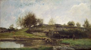 De Sluis bij Optevoz, 1855 door Charles Francois Daubigny